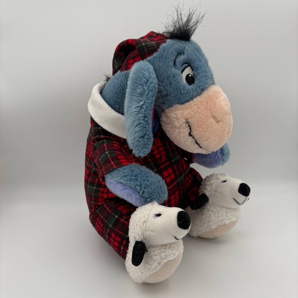 Disney Store Holiday Eeyore Christmas Plush With Plaid Pajamas Detachable Tail
